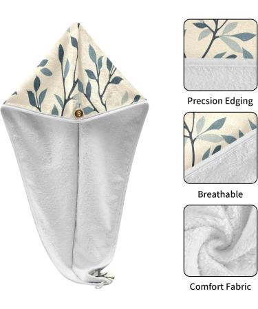 Dark Green Leaf Hair Towel 2 Pack - Super Absorbent Quick Dry Hair Turbans for Women & Girls - Fast International Shipping - Buy Online on GoSupps.com
