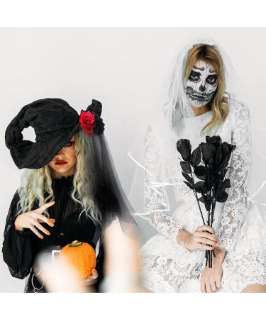 DEARMAMY Halloween Veil Black Rose Veil Wedding Veil Short for Women Girls Hair Decoration Headband Headwear Costume - Buy Online on GoSupps.com