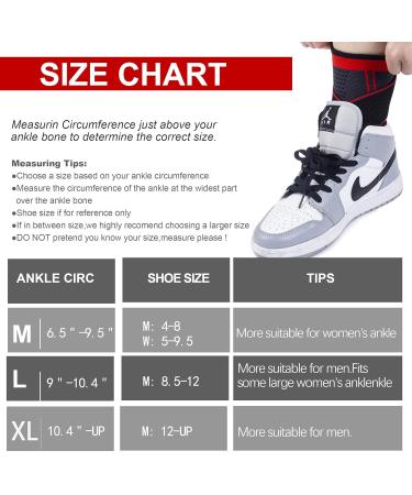 Set of 2 Ankle Compression Sleeves - Adjustable Support for Injury Recovery & Pain Relief - Arch & Foot Stabilizer Wraps for Sprains - M Red - Buy Online on GoSupps.com