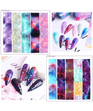 Gzmayuen Foil Transfer Nail Art Set | Marble Nail Stickers & Glue | 15ml Foil Transfer Foils & Nail Filings Gel | International Shipping Available - Buy Online on GoSupps.com