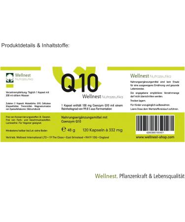 Wellnest Coenzyme Q10 100mg | 120 Capsules | Organic Vegan 100% Natural | No Artificial Colors or Flavors - Buy Online on GoSupps.com