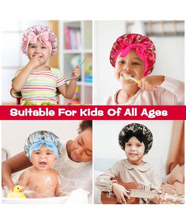 4Pcs Kids Satin Hair Bonnets - Soft Silk Sleeping Caps for Curly Natural Hair - Buy Online on GoSupps.com