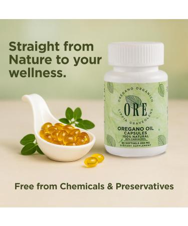 ORE Oregano Oil Softgels 80% Carvacrol | Wild Mexican Oregano | Herbal Immune & Respiratory Support | Natural Supplement | Non-GMO Gluten-Free | 65 Easy-to-Swallow Capsules - Buy Online on GoSupps.com