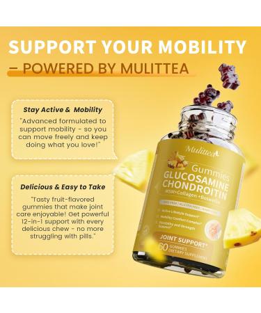Glucosamine Chondroitin MSM + Collagen - Extra Strength Joint Support Supplement with Enzyme Blend for Absorption Flexibility Mobility & Immune Support -Best for Women & Men 120 Gummies - Buy Online on GoSupps.com