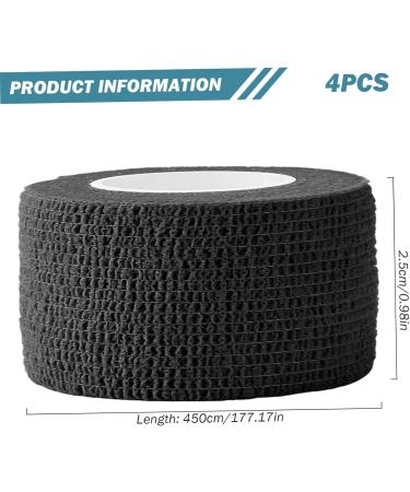 4 PCS Self Adhesive Bandage Wrap Breathable Non-Woven Wrist Tape Stretch Elastic Bandage Vet Wrap for Sports Supply Ankle Sprains Protection Black 177 * 1inch First Aid Tape - Buy Online on GoSupps.com