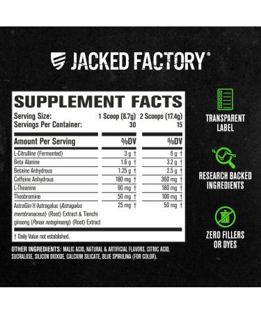 Jacked Factory NITROSURGE Pre Workout Supplement - Endless Energy Instant Strength Gains Clear Focus Intense Pump | Cherry Limeade Blue Raspberry Arctic White (90 Servings) - Buy Online on GoSupps.com