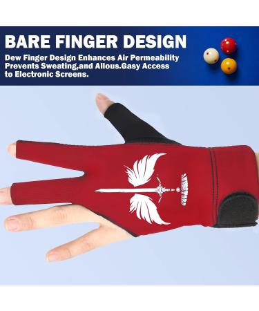 Animsword Billiard Gloves - Breathable & Comfortable Left/Right Hand L Red - GetaWay Solids for Billiards Convenient & Stylish - Buy Online on GoSupps.com