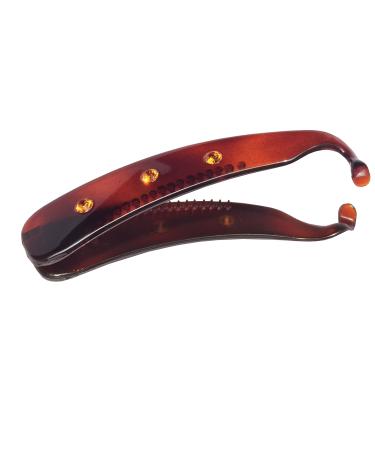 Parcelona French Lock Medium Crystal Celluloid Brown Shell Ponytail Holder Banana Hair Clip