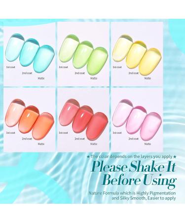 Born Pretty Jelly Gel Nail Polish Set - 6PCS Translucent Pastel Colors - Soak Off UV Gel Polish Kit for Spring Summer - Sea Glass Collection - Buy Online on GoSupps.com