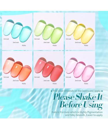 10ml UV Nail Polish Set - Translucent Pastel Gel for DIY Nail Art | Born Pretty Spring Summer Collection - Blue Red Green Yellow Pink Jelly Effect - Buy Online on GoSupps.com