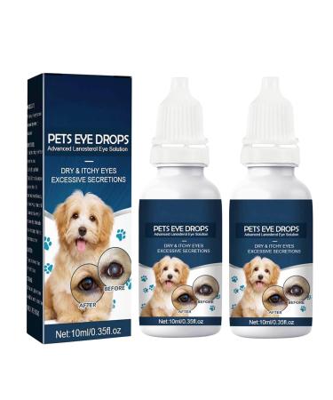 Cataract Eye Drops for Dogs Pets Eye Drops Effective Dog Eye Infection Treatment Cats Eye Cleaner Cataract Eyedrops Improve Vision Clarity Relieve Red Eyes & Allergy Symptoms (2 x 0.35fl.oz) Blue - Cataract Eyedrops for Dogs (2 Bottle)