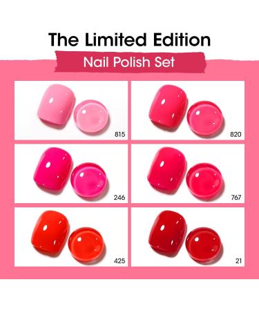 Gellen Nail Polish Set - 6 Wine Red Burgundy Hot Pink Color Gel Nail Polish Quick Dry Nail Polish Air Dry Nail Polish Nail Art Designs DIY Home Gel Manicure Set Love Galore - Buy Online on GoSupps.com