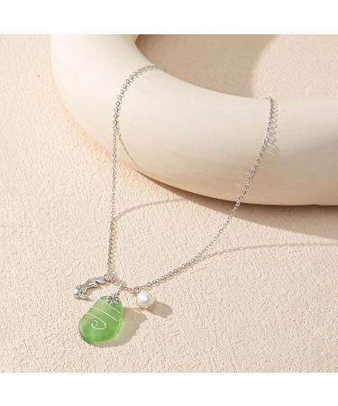 Southjieling Ocean-Style Charm Necklace | Colorful Sea Glass Collarbone Chain Jewelry - Buy Online on GoSupps.com