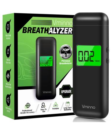Professional-Grade Accuracy Breathalyzer, 1200 mAh Rechargeable Portable Breathalyzer, Personal Breath Alcohol Tester Breathalyzer with Memory and Warning Function for Home Party Use (10 Mouthpieces) Black
