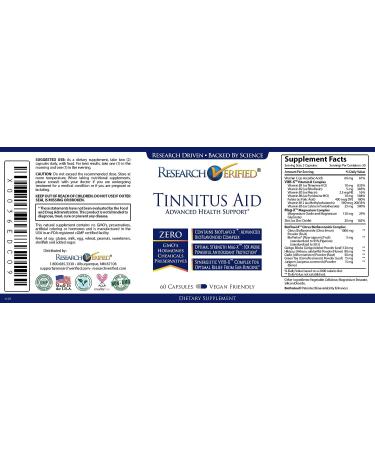 Research Verified Tinnitus Aid - Ginkgo Biloba, Vitamin C, B Complex, Magnesium - 60 Vegan Capsules - Made in USA - Buy Online on GoSupps.com