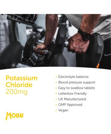 Potassium 200mg Tablets - Supports Healthy Blood Pressure, Muscle & Nervous System - Electrolyte Regulation - Vegan GMP Approved | MOBU UK - Buy Online on GoSupps.com