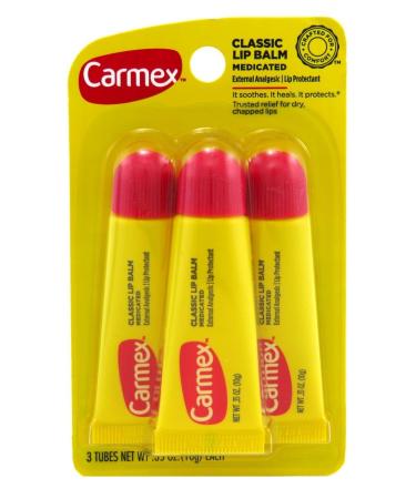 Carmex Lip Balm Tube Classic Medicated 0.35 Ounce (6 Count) 0.35 Ounce (Pack of 6)