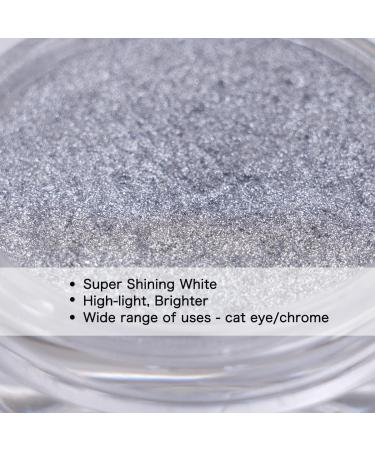 PrettyDiva Cat Eye Nail Powders - Silver White Highlight with Magnet Set - 9D Diamond Art Glitter Chrome Manicure Pigment - Buy Online on GoSupps.com