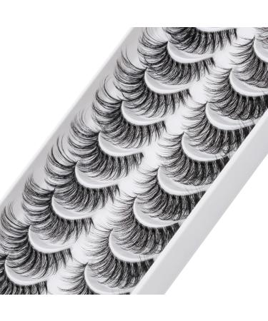 Clear Band Russian Volume Fluffy Strip Lashes 10 Pairs Naturally Wispy D Curly False Eyelashes | Htal05 - International Shipping - Buy Online on GoSupps.com