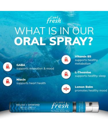 Supports Relaxation and Mood | Fast & Ready Vitamin Spray | Stress Relief & Calming for Adult | GABA Supplement with L-Theanine and Lemon Balm | Vegan | 30 Servings | Can-i Fresh by Can I Wellness Fresh 1 Pack - 30 Servings - Buy Online on GoSupps.com