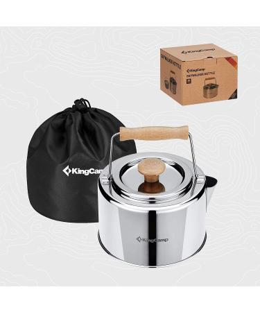 KingCamp Stainless Steel Camping Kettle 1.2L - Lightweight Portable Tea Coffee Pot for Outdoor Cooking | Bamboo Handle, Backpacking, Hiking, Picnic, Travel - Buy Online on GoSupps.com