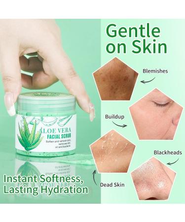 Facial Scrub & Face Exfoliator Aloe Vera Exfoliating Facial Scrub & Cleanser for Smooth Skin Face Exfoliator Gentle Pore Refining for Refresh Skin 1 Ounce (Pack of 1) - Buy Online on GoSupps.com