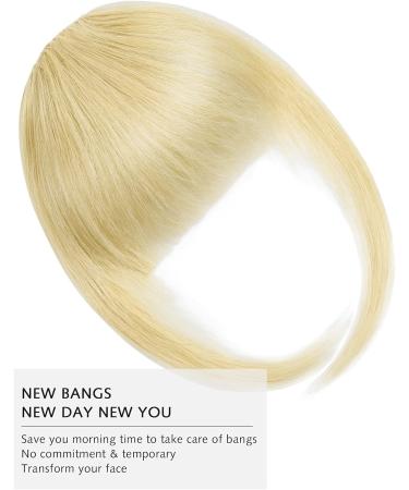 YAMEL Bleach Blonde Clip-In Bangs Human Hair Extensions - Flat Face Fringe Hairpieces for Women - Buy Online on GoSupps.com