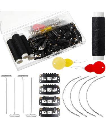 WILLBOND 85 Pieces Hair Extensions Clip Wig Making Set, Includes 50 U-Shape Snap Clips, 10 Curved Needles, 20 T-Pins, 3 Rolls Weaving Thread, 2 Needle Threader for Wig Making Hair Extensions (Black) - Buy Online on GoSupps.com