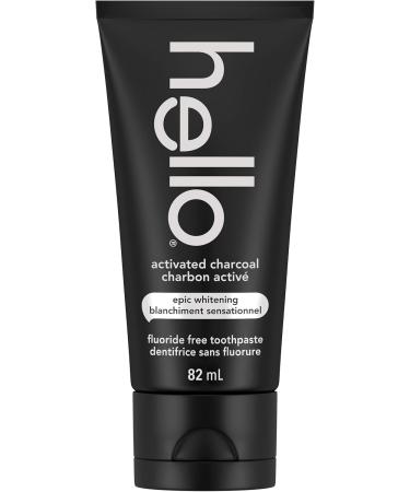 Hello Activated Charcoal Epic Teeth Whitening Toothpaste Fluoride Free Fresh Mint & Coconut Oil Vegan SLS & Gluten Free Peroxide Free Dentifrice Blanchissant 82 mL Charcoal 82 ml (Pack of 1) - Buy Online on GoSupps.com