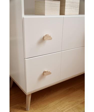 Cloud Motif Furniture Handles for Children's Room - Set of 4 Untreated Oak Wood Drawer Knobs - Perfect Gift Idea - Buy Online on GoSupps.com