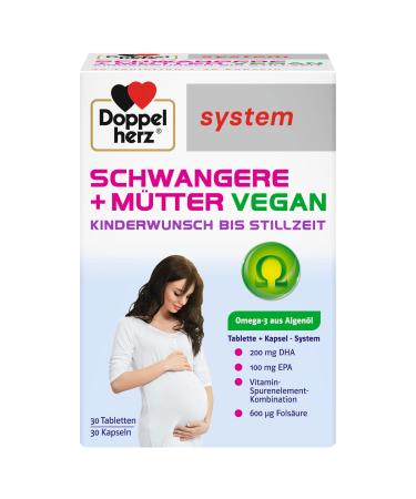 Doppelherz System pregnant women + mothers vegan-the modern folic acid nutrient combination for women with desire to have children pregnant women and breastfeeding-30 tablets and 30 capsules