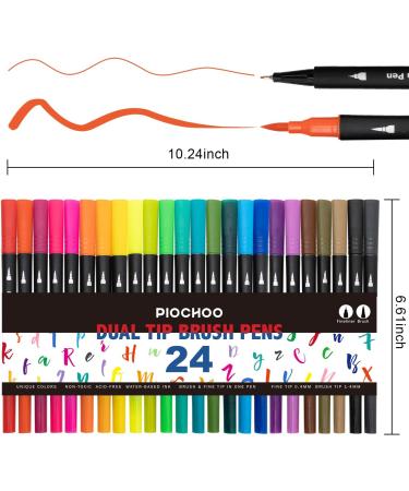 24 Dual Brush Marker Pens for Kids & Adults - Fine Point & Brush Tip Art Markers for Coloring, Bullet Journals, Planners & Note Taking - Buy Online on GoSupps.com