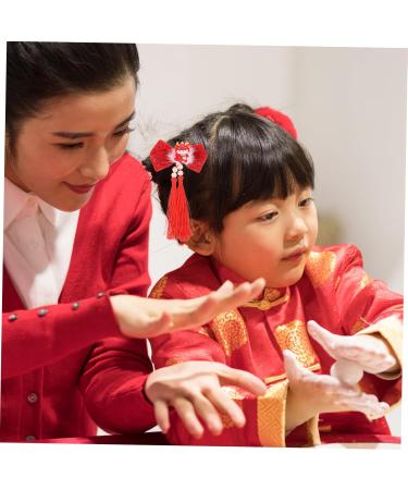 FRCOLOR 1 Pair hair accessories for tassel clips for hair Christmas Hanfu Metal Japanese-style Asia small hair clips red hairpin hair Hair clips long tassels pair clip - Buy Online on GoSupps.com