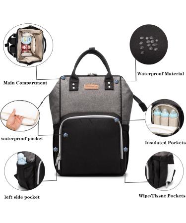 Approach Multifunctional Waterproof Mom Backpack | Large Capacity Diaper Bag with USB Stroller Belts & Wrap Pad | LD24 Gray Black - Buy Online on GoSupps.com