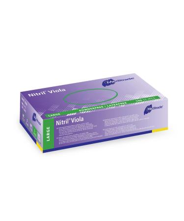 Meditrade Nitrile Examination Gloves - Medium Powder Free Hypoallergenic Heavy Duty Long Cuff Ambidextrous Disposable for Any Sector Bulk Buy (Large) (Violet)