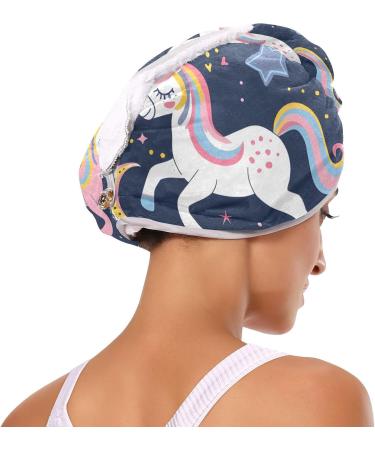 Seamless Unicorn Hair Towels 2 Pack - Super Absorbent Quick Dry Hair Turbans for Women & Girls - Buy Online on GoSupps.com