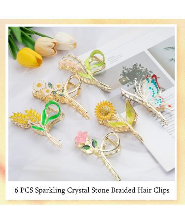 6 Pcs Flower Claw Clip Hair Accessories for Women & Girls - Strong Hold, Nonslip Metal Hair Clips in 6 Styles - Perfect for Long Thick or Thin Hair - Buy Online on GoSupps.com