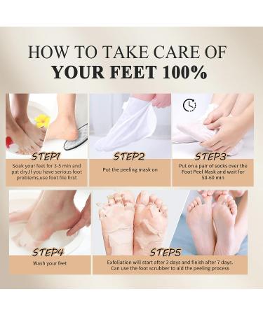 Foot Peel Mask 3-in-1 with Scrubber & Socks for Cracked Heels - 5 Pairs, 1.42oz x 5 - Foot Peel for Women & Men - Buy Online on GoSupps.com