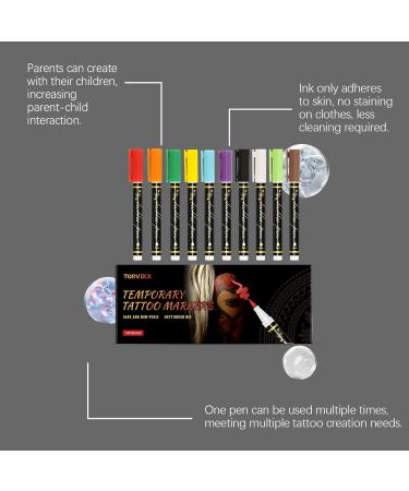  Sionhiuo Skin Painting Pencils 10 Colors Skin Friendly Long Lasting Fine Point Skin Pencils for Birthday Cosplay Festival Makeup Party - Buy Online on GoSupps.com