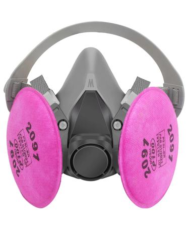 Ayybf Reusable Half Face Cover and 607 Reusable Filter Sponge Used for Painting Dust  Mechanical Polishing and Other Work Protection (Medium)