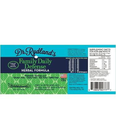 Dr. Rydland's Family Daily Defense Herbal Formula - 2oz Liquid for Kids Wellness & Travel - Buy Online on GoSupps.com