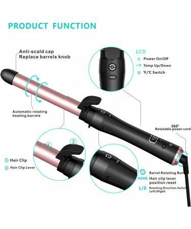Iamfine 3-in-1 Curling Wand Set with LCD Display - Instant Heat Up Hair Curler for Beach Waves - Interchangeable Barrels (3/4, 1, 1.25) - Buy Online on GoSupps.com