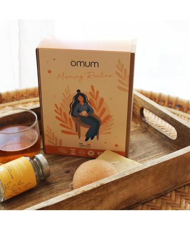 OMUM - Energizing Morning Routine Gift Box 4 treatments: 1 Anti-fatigue supplement + 1 Cajoleur soap + 1 Konjac Face sponge + 1 Infusion - Natural France Vegan Compatible with pregnancy and breastfeeding - Buy Online on GoSupps.com