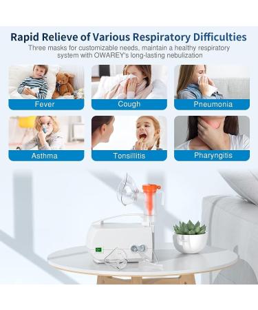 Asthma Nebulizer Machine for Adults and Kids - OWAREY Off-white with Tubing, Mouthpiece, and Masks - Buy Online on GoSupps.com