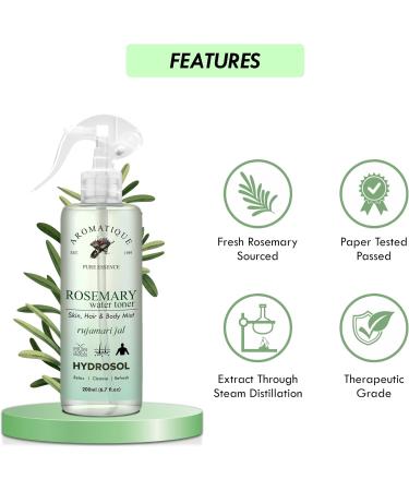 Aromatique Rosemary Water Refreshing Hair Mist Suitable for All Hair Types Hydrates & Revitalizes Alcohol-Free Formula (200 ML) Rosemary Water - Buy Online on GoSupps.com