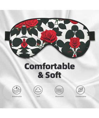 SSIMOO Rustic Red Rose Print Double-Sided Eye Mask | Soft Light Blocking Sleep Aid | Perfect for Travel & Home - Buy Online on GoSupps.com