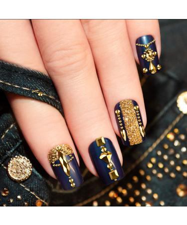 Gold Gems Crystals Set - 120 Multi Shapes + 3000 Round Nail Rhinestones with Picker Pen & Tweezer - Buy Online on GoSupps.com