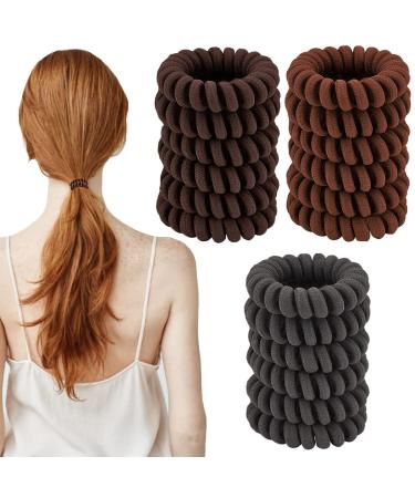 18 Pieces Spiral Hair Ties Ponytail holder Coil Hair Ties for Thick Hair Thin Hair No Crease Hair Ties for Women Girls Phone Cord Hair Ties for all Hair Types(Light coffee  Deep coffee  Dark gray) Gray Brown Coffee - Buy Online on GoSupps.com