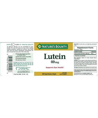 Nature's Bounty Lutein 40mg Softgels - Eye Health Supplements for Vision Support - Buy Online on GoSupps.com