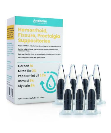 anabalm Hemorrhoid Treatment Suppositories Natural Fissure Treatment for Anus Relief of Proctalgia Pain Itching Swelling or Itch Discomfort - 7 Count